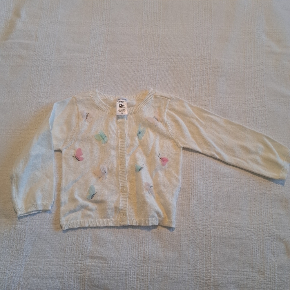 Carter's girls 12 month off white sweater, tulle butterflies